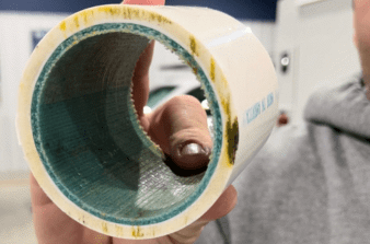 up close shot of what a pipe relined looks like